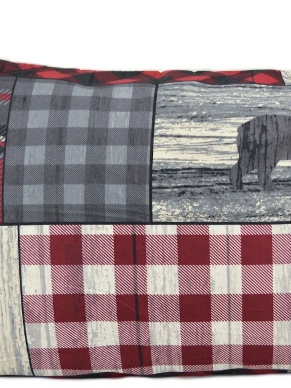 Cuddl Duds Plaid Patchwork Lodge Quilt - Red, Black, Gray, Cream